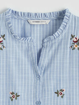 F?rf?rl? Ka??k Yaka ?izgili Kad?n G?mlek