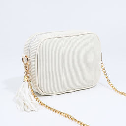 Сумка женская кросс-боди на молнии, 20×7×15 см, на цепочке, бежевая