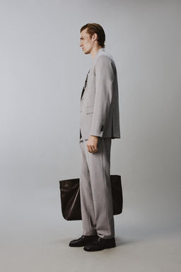 PANTAL?N REGULAR FIT TRAJE PATA DE GALLO / Negro / Blanco - Zara фото 4