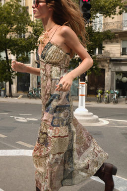 PATCHWORK PRINTED MIDI DRESS - Zara фото 5