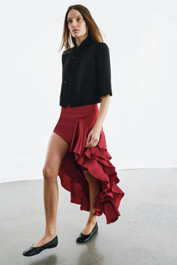 FALDA MIDI VOLANTES ZW COLLECTION / Rojo - Zara фото 8