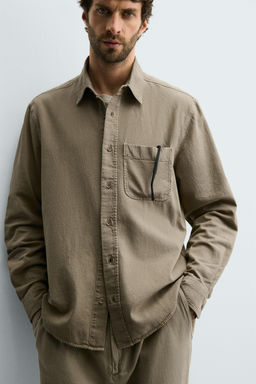 WASHED COTTON-LINEN SHIRT