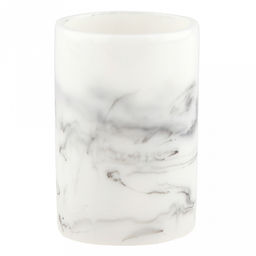 Набор для ванной "Камея" 4 предмета: дозатор для мыла 300мл; мыльница 12,4х8,5х1,8см; стакан для зубных щеток и зубной пасты; стакан 270мл; фурнитура пластик "под золото", акрил, бело-серый, в коробке (Китай)