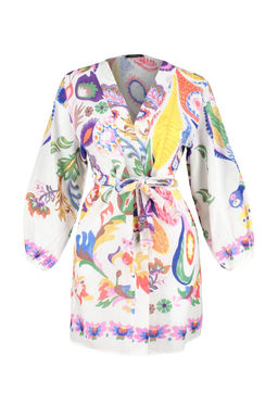 Cicek Desenli Kusakl? Mini Dokuma Balon Kollu %100 Pamuklu Plaj Kimono&Kaftan TBESS22KM0022 - Trendyolmilla фото 7