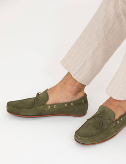 Haki K_sele Taban %100 Deri Loafer Ayakkab_