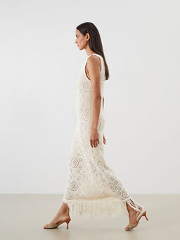 V Yaka Ajurlu Triko Elbise