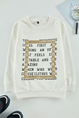 Indigo Erkek Cocuk Slogan Desenli Pamuklu Bisiklet YakaOrme Sweatshirt TKDAW25SW00026 - Trendyolmilla фото 4