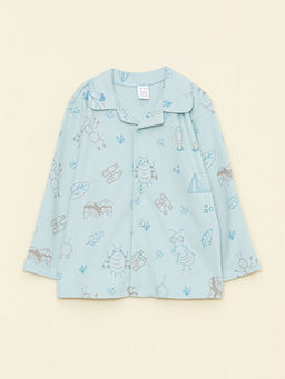 Polo Yaka Uzun Kollu Bask?l? Organik Pamuklu Erkek Bebek Pijama Tak?m - Waikiki фото 2