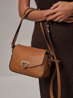 Сумка кожаная через плечо Azaro 3684 коричневый лист