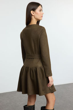 Haki Kemerli Duz K?sa / Mini Dokuma Elbise TWOAW25EL00252