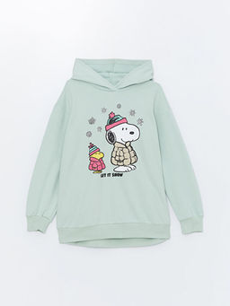 Kap??onlu Snoopy Bask?l? K?z ?ocuk Sweatshirt
