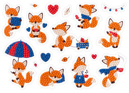 Кристальная (алмазная) мозаика ФРЕЯ ALVN-125 наклейки Лисята 19.5 х 14 см
