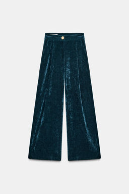 VELVET WIDE-LEG TROUSERS