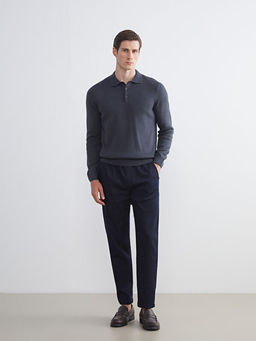 B?y?k Beden Polo Yaka Uzun Kollu Erkek Triko Kazak