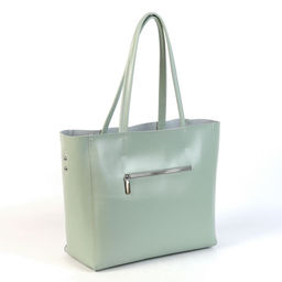 Женская кожаная сумка шоппер трапеция 8689-220 Грин - Cidirro фото 3