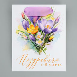 Цена за 3 шт. Пакет подарочный ламинированный, упаковка, С 8 марта, цветы, S 12?15?5.5 см