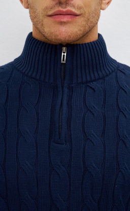 Джемпер мужской с воротником на молнии P221-15-235 тёмно-синий - Primm фото 9