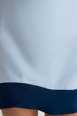 Mavi Renk Bloklu Vucudu Saran K?sa / Mini Dokuma Elbise TWOSS23EL02048