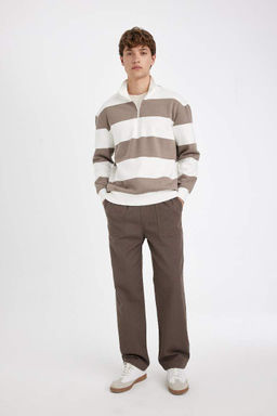 Толстовка в полоску с воротником на молнии свободного кроя - Defacto фото 5