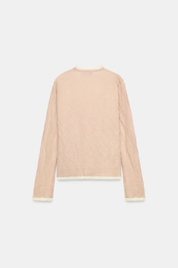 CHAQUETA COMBINADA PUNTO LAZOS / Rosa / Blanco - Zara фото 5