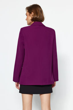 Koyu Mor Regular Astar Detayl? Dokuma Blazer Ceket TWOAW20CE0316