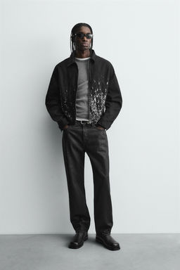 CROPPED FIT SEQUIN JACKET