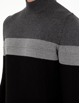 Antrasit Melanj Slim Fit Yar_m Bal_k__ Yaka Triko Kazak - Pierre cardin фото 7