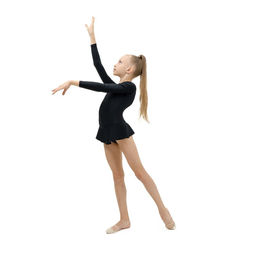 Купальник гимнастический Grace Dance, с юбкой, с длинным рукавом, р. 30, цвет чёрный  фото 6