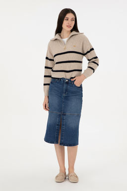 Юбка джинсовая U.S. Polo Assn синяя из хлопка с вискозой фото 3