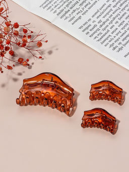 Цена за 6 шт. Крабики для волос «Флориана», набор 3 шт., геометрия дуга, 6.5 и 4 см, коричневые