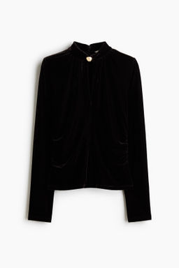 Top de velour con cuello perkins
