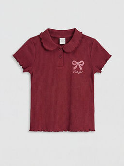 Bebe Yaka Bask?l? K?z ?ocuk Ti??rt