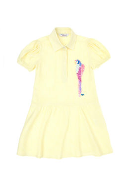 U. S. Polo Assn Неоново-желтое тканое платье с короткими рукавами для девочки