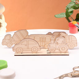 Цена за 2 шт. Деревянная объемная раскраска "Транспорт", 6 фигур, подставка