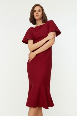TRENDYOLMILLA Beyaz Fitted/Vucuda Oturan Volanl? Astarl? Midi Dokuma Elbise TWOSS20EL1342  фото 3