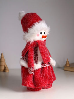 Интерьерная кукла текстильная Снеговик-девочка в бело-красном наряде, раздвижная 44-65 см, 22?14?44 см - Simaland фото 3