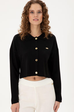 Женский черный трикотажный кардиган Неожиданная скидка в корзине - U.s. polo assn фото 3