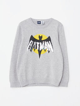 Bisiklet Yaka Batman Desenli ?ift Y?nl? Payetli Uzun Kollu Erkek ?ocuk Triko Kazak - Waikiki фото 3