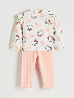 Hello Kitty Bask?l? K?z Bebek Bluz ve Pantolon 2li