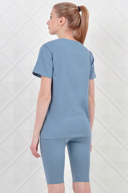 Арт. 5618 Костюм с бриджами 42-50 (5 шт) Цвет:верх- грязно-голубой, низ- грязно-голубой - Калинка фото 3