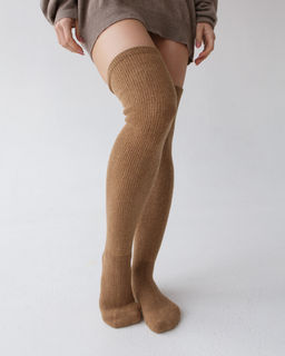 Теплые чулки из монгольской шерсти рыжие