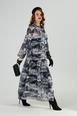 Платье NIKVA н1028-1 серая абстракция  фото 9