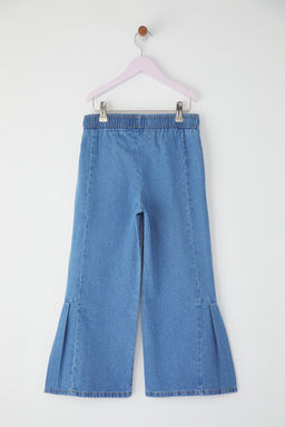 Ac?k Mavi K?z Cocuk %100 Pamuk F?rf?rl? Ispanyol Paca Lastikli Denim Pantolon TKDSS25PL00010 - Trendyolmilla фото 5