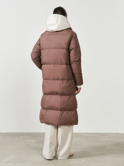 Пальто пуховик 32005 коричневый