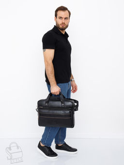 Портфель мужской кожаный 711XL black Fuzhiniao