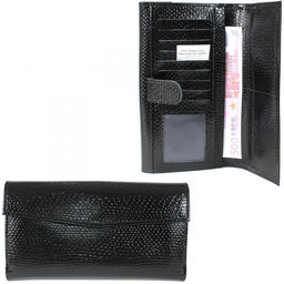 Портмоне женское Croco-ПР-954 натуральная кожа 3 отд, 17 карм, черный змея (201) 209307