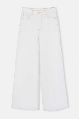 Trendyol Studio Ekru Tencel Kar?s?ml? Yuksek Bel Wide Leg Jeans TWOSS26JE00244