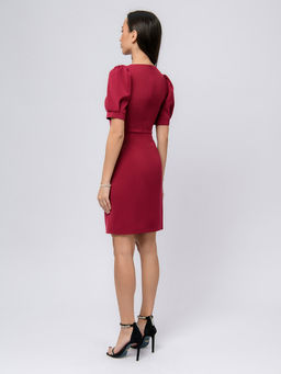 Платье красное длины мини с короткими рукавами - 1001dress фото 3