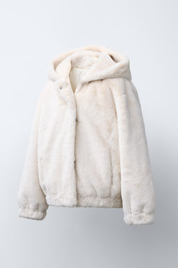 FAUX FUR HOODED JACKET - Zara фото 2