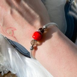 Браслет из Коралла и Раухтопаза 19 см +